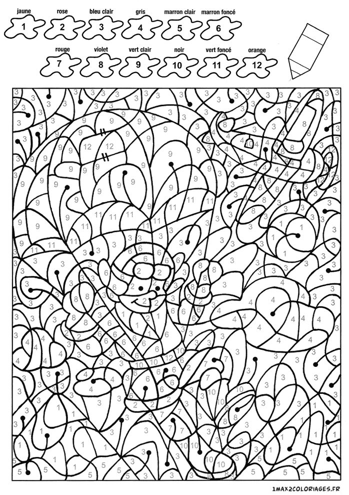 Colorier Avec Les Nombres Avec 12 Couleurs, Théo Le serapportantà Coloriage Magique Couleur 