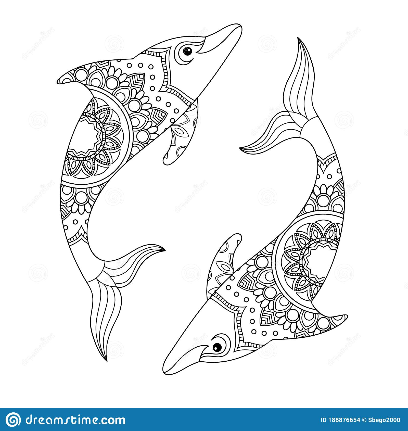 Coloring Dolphin Mandala Vector Illustration dedans Mandala Dauphin
