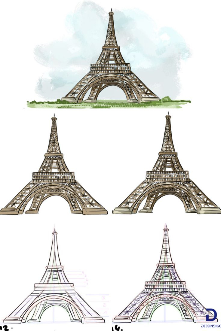 Comment Dessiner La Tour Eiffel  Tour Eiffel, Dessin à Dessin Tour Eiffel 