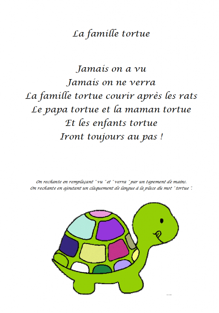 Comptine La Famille Tortue – Paroles Illustrées De La à Comptine A Imprimer