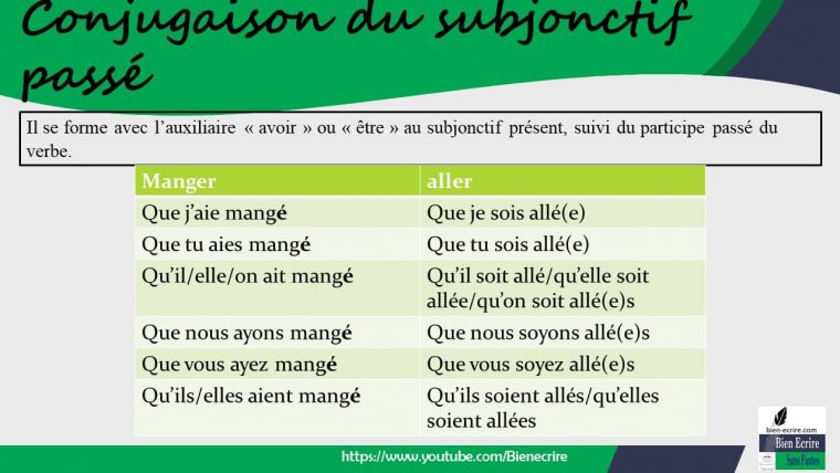 Conjugaison Du Subjonctif Passé – Bien Écrire pour Mots-Croises Subjonctif