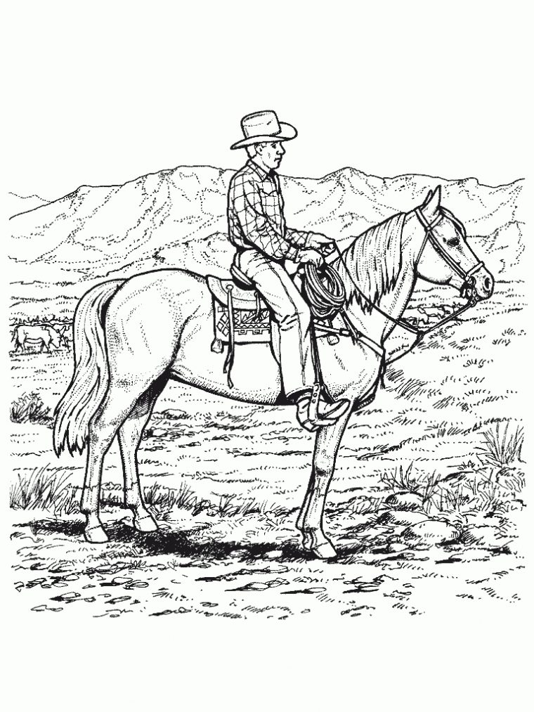 Cow Boy – Coloriages De Chevaux Et Poneys – Coloriages intérieur Dessins De Chevaux À Imprimer