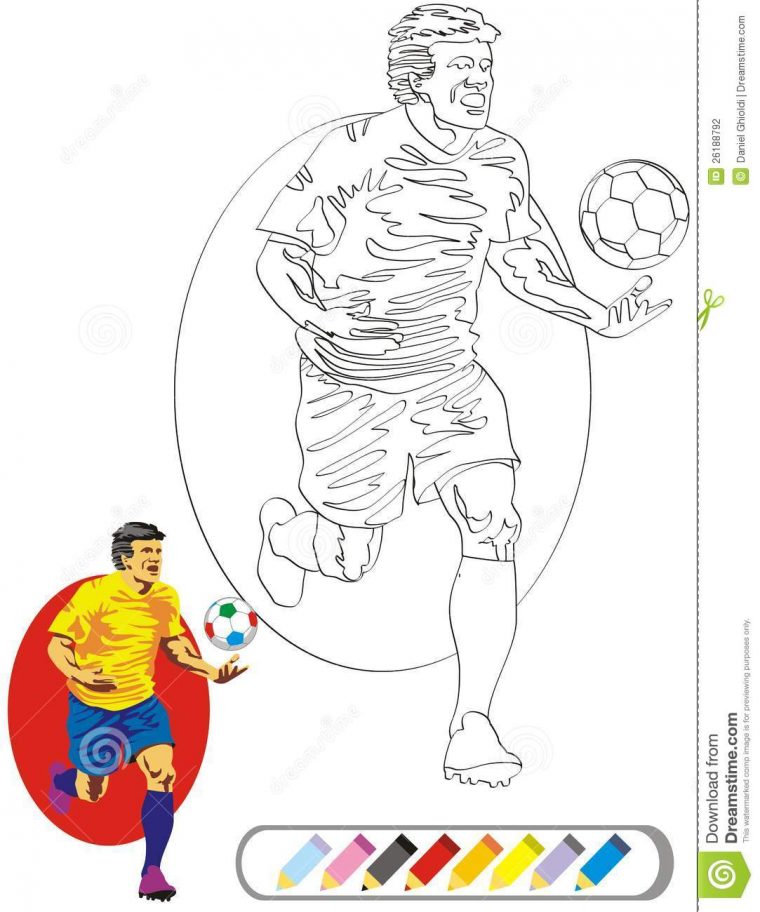 Croquis De Livre De Coloriage : Footballeur Illustration avec Dessin De Footballeur