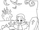 Cute Count Dracula In The Cemetery Halloween Coloring concernant Dessin Halloween