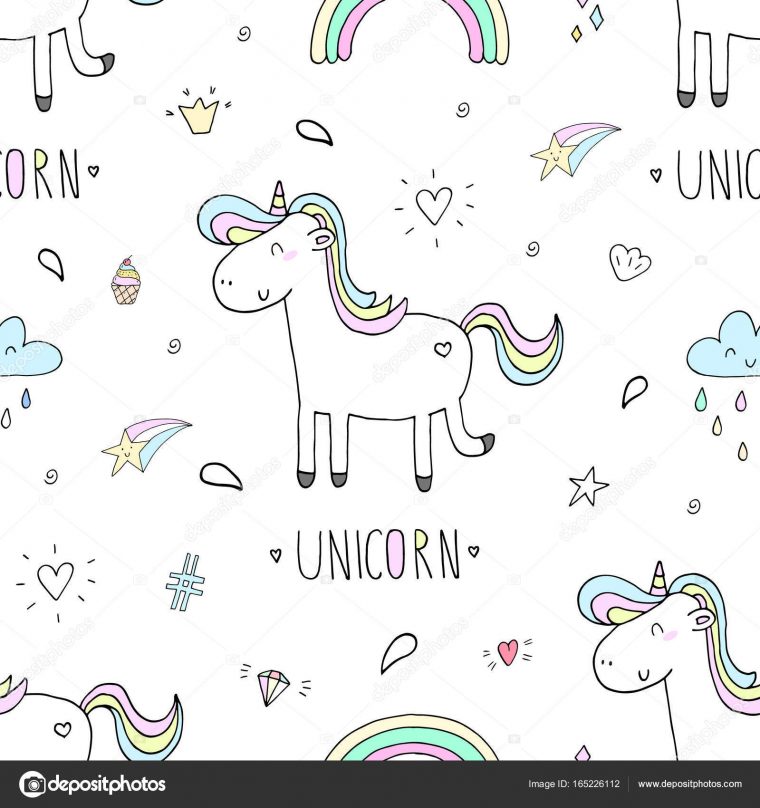 Cute Motif Vectoriel De La Licorne — Image Vectorielle I avec Licorne Dessin