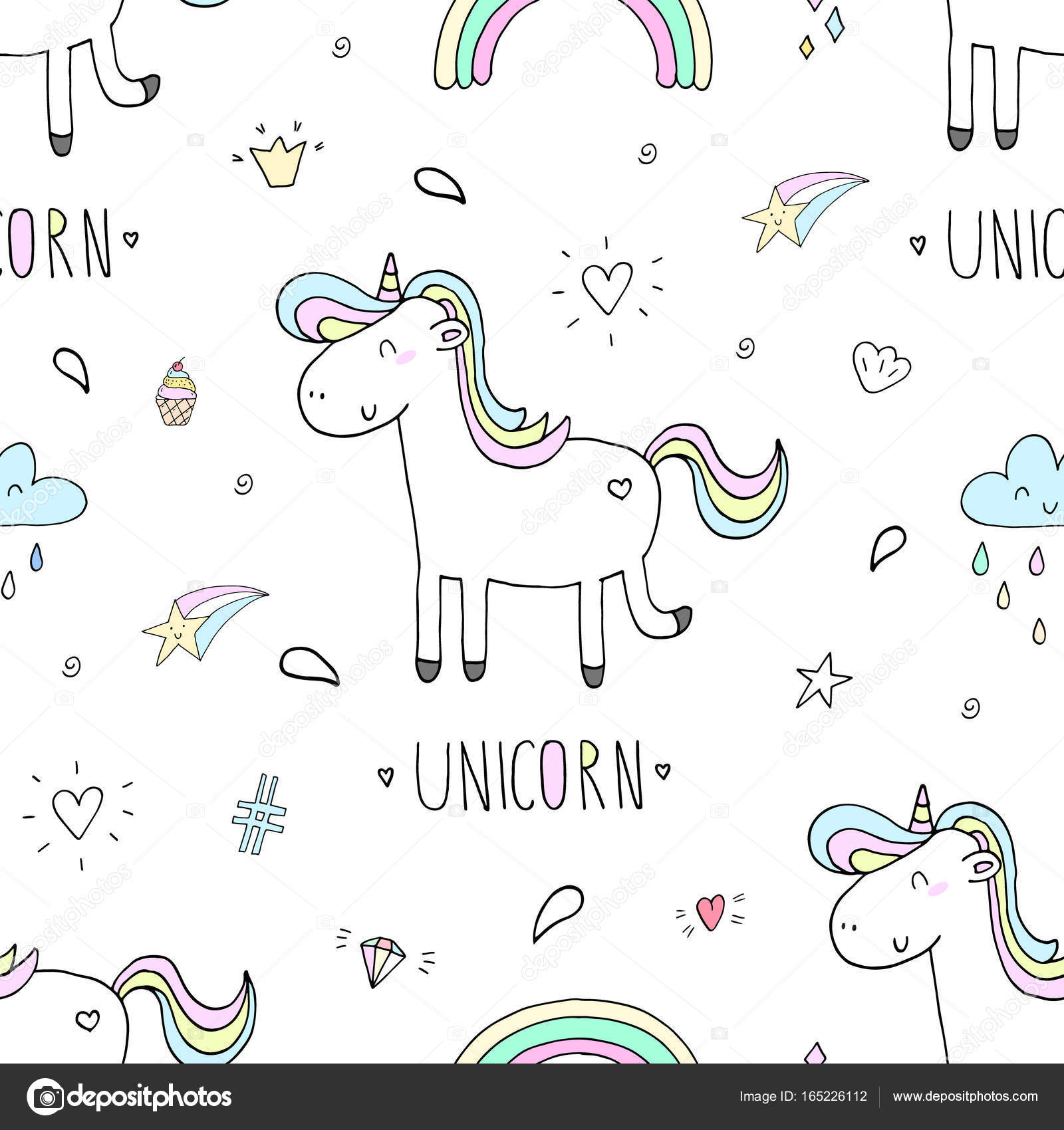 Cute Motif Vectoriel De La Licorne — Image Vectorielle I avec Licorne Dessin 