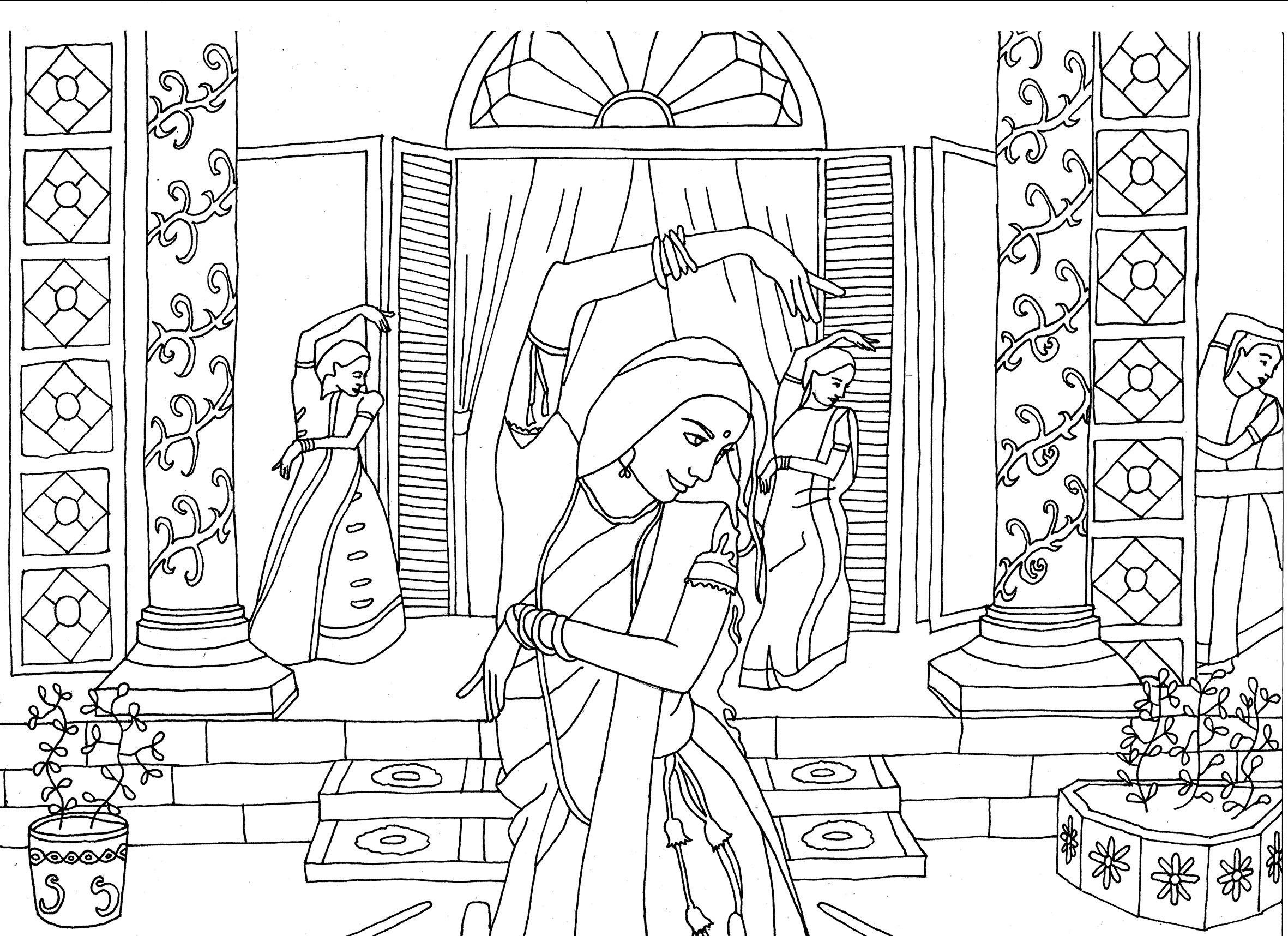 Danseuses D Inde - Inde &amp;amp; Bollywood - Coloriages pour Inde Dessin 