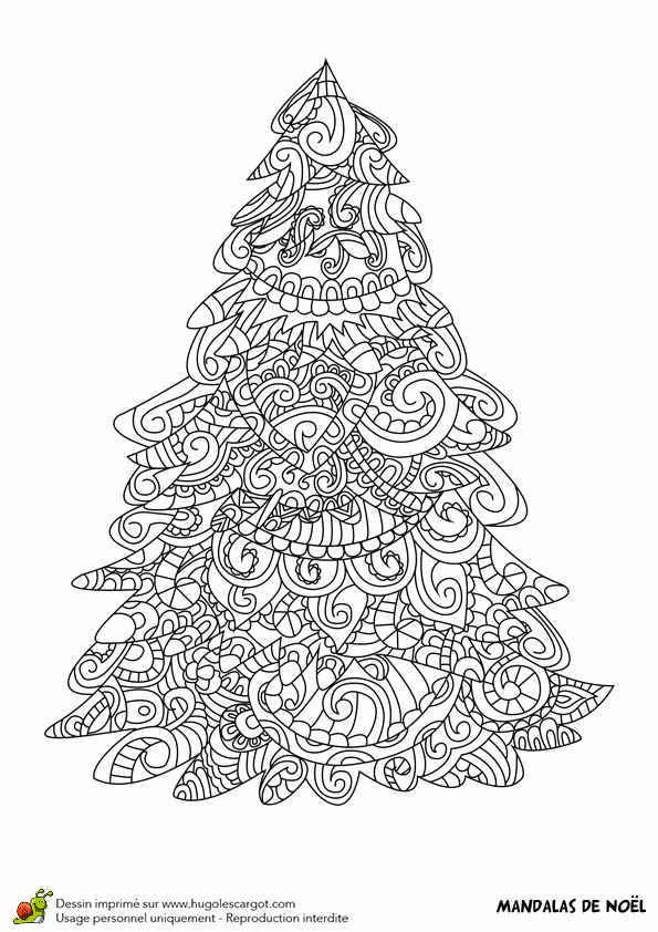 Dessin À Colorier D&amp;#039;Un Sapin Mandala De Noël tout Dessin D Un Sapin De Noel 