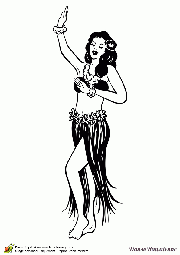 Dessin À Colorier D&amp;#039;Une Danseuse Hawaïenne De Hula avec Danseuse Dessin 