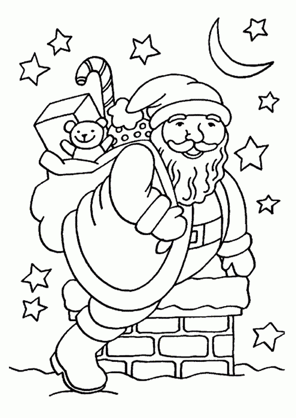 Dessin À Colorier Pere Noel Avec Cadeaux à Coloriage De Père Noël 