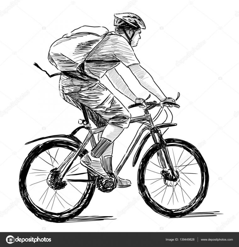 Dessin À La Main D'Une Personne Sur Un Vélo Image Libre De encequiconcerne Dessin De Velo