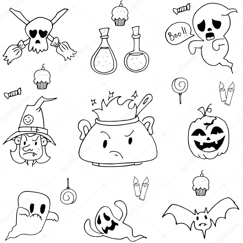 Dessin À La Main Halloween Dans Le Vecteur Doodle Image avec Comment Dessiner Des Dessin D Halloween 