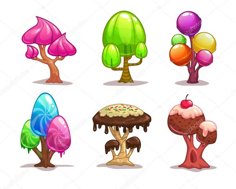 Dessin Animé Bonbon Doux Arbre Image Vectorielle Par dedans Bonbon En Dessin