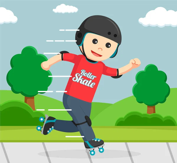 Dessin Animé Garçon Roller Skater — Image Vectorielle pour Dessin Roller 