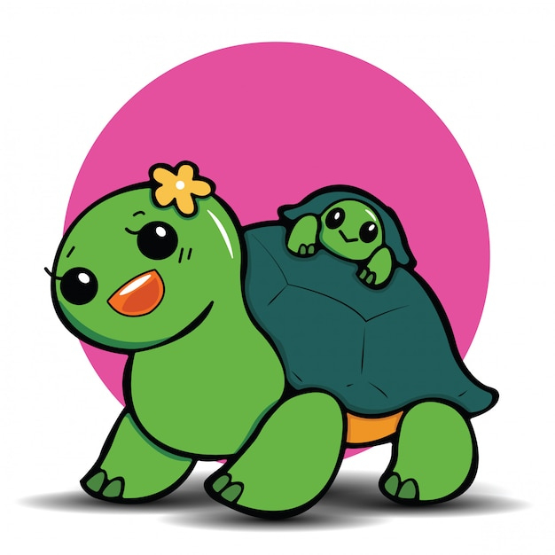 Dessin Animé Mignon De Tortue., Concept D&amp;#039;Animal Mignon à Dessin D Une Tortue 