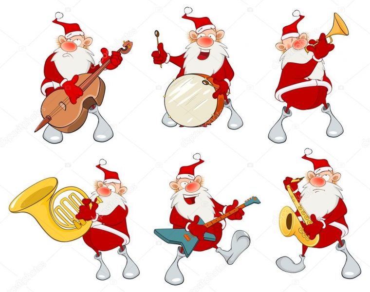 Dessin Animé Père Noël Ensemble Musicien Image Vectorielle concernant Pere Noel Dessin