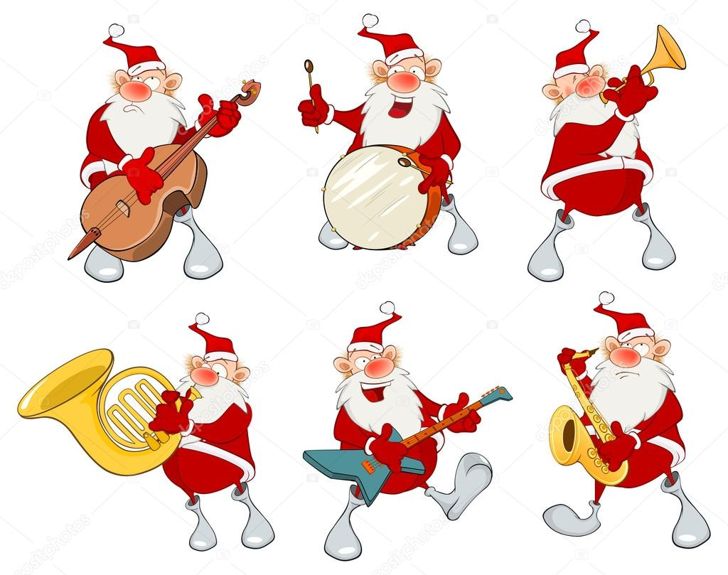 Dessin Animé Père Noël Ensemble Musicien Image Vectorielle concernant Pere Noel Dessin 