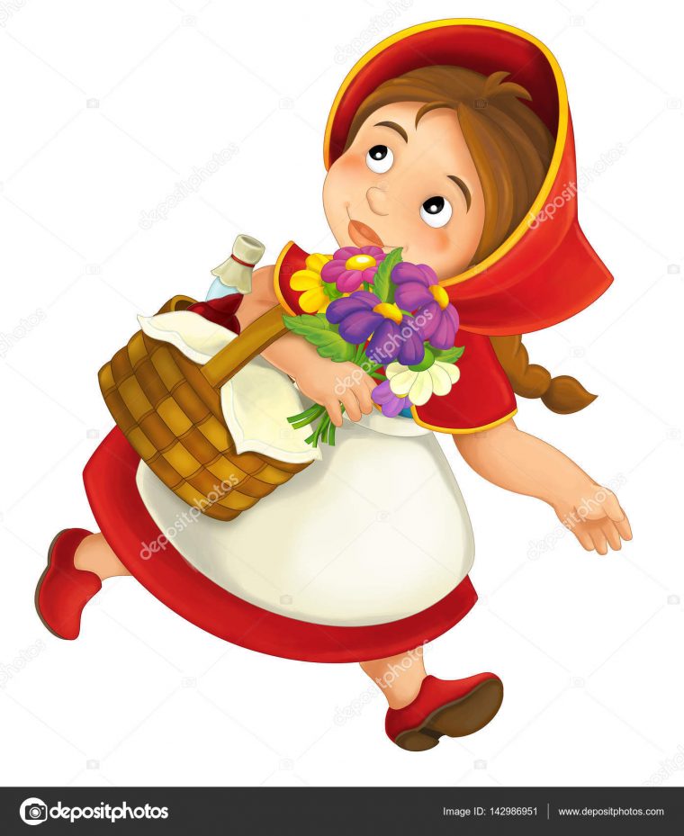 Dessin Animé Petite Fille Avec Panier À Lunch Et Fleurs tout Dessin De Petite Fille