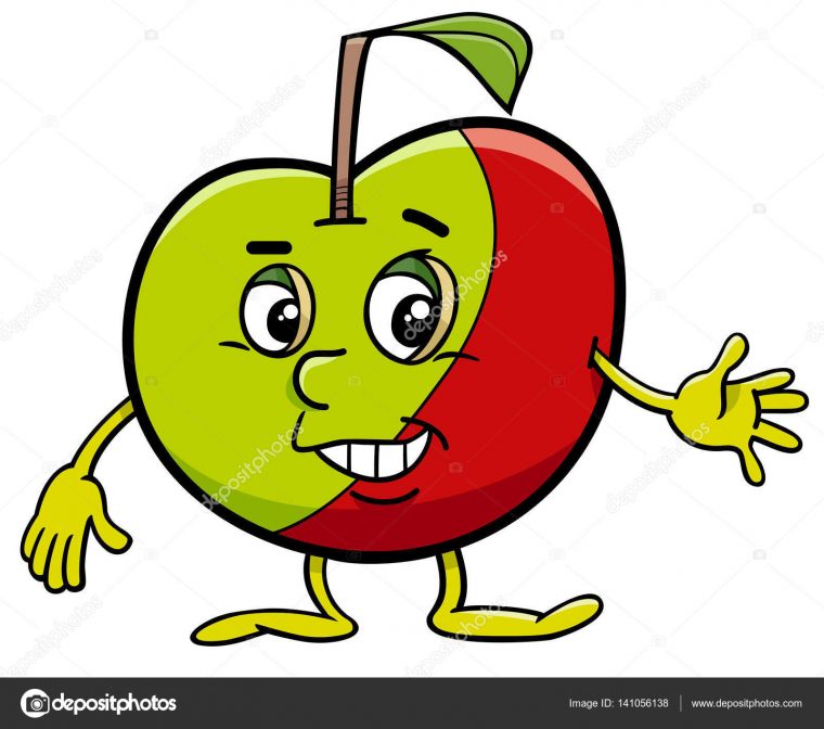 Dessin Animé Représentant Une Mascotte De Pomme, Vecteur intérieur Pomme Dessin