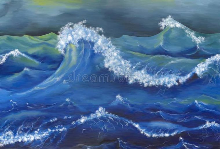 Dessin Bleu De Vague De Mer Illustration Stock concernant Dessin De Vagues De Mer