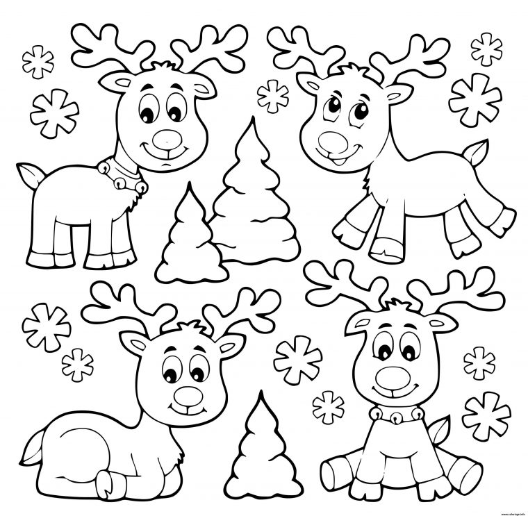 Dessin Cerf De Noel : Coloriage De Renne Noel A Imprimer pour Colorige Noel