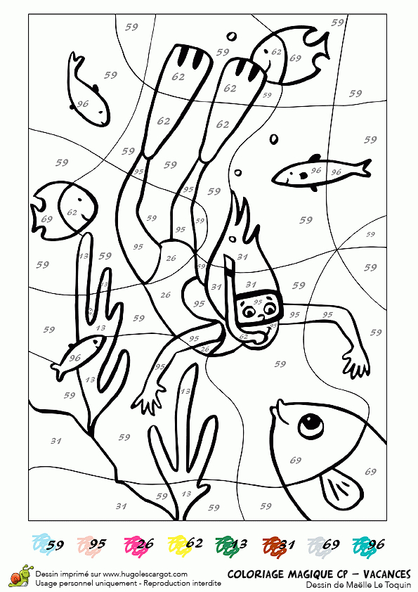 Dessin Coloriage Magique Cp Vacances Et Plongée serapportantà Coloriage Magique Pour Cp