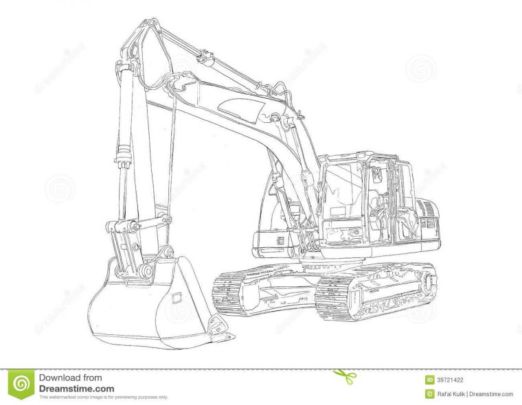Dessin D'Art D'Isolement Par Illustration D'Excavatrice serapportantà Coloriage Mini Pelle