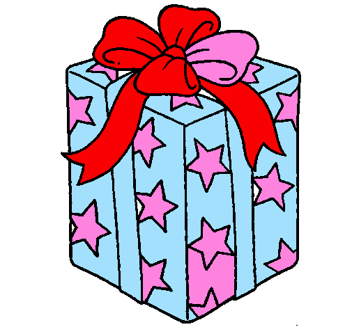 Dessin De Cadeau Enveloppé Dans Du Papier À Étoiles avec Dessin De Cadeaux De Noel 