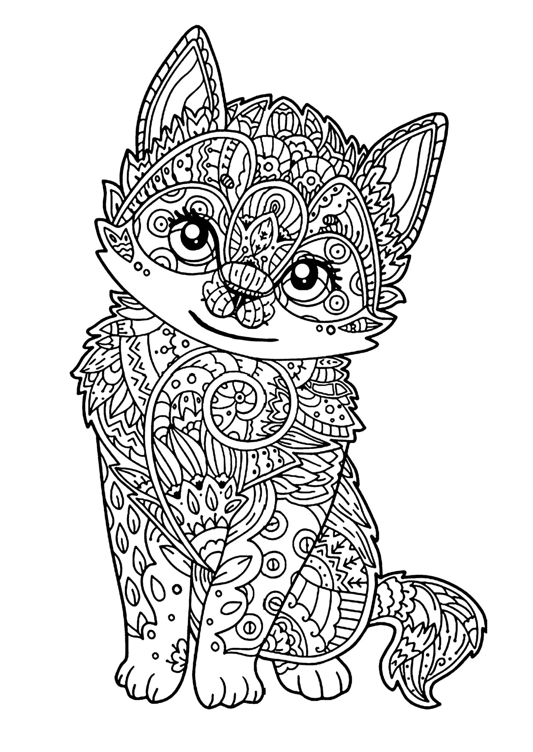 Dessin De Chat Gratuit À Télécharger Et Colorier tout Coloriage De Chat Mignon A Imprimer