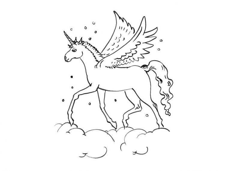 Dessin De Licorne Avec Des Ailes Cool Image Dessin destiné Coloriage Pegase Licorne Imprimer