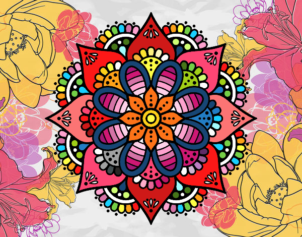 Dessin De Mandala De Fleurs De Printemps Colorie Par encequiconcerne Coloriage Mandala Printemps 