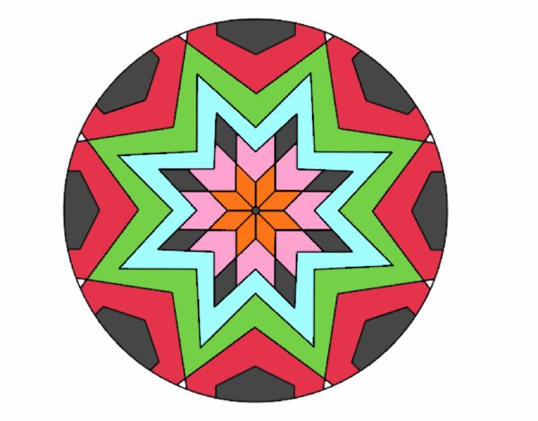 Dessin De Mandala Mosaïque Étoile Colorie Par Membre Non intérieur Mandala Etoile 