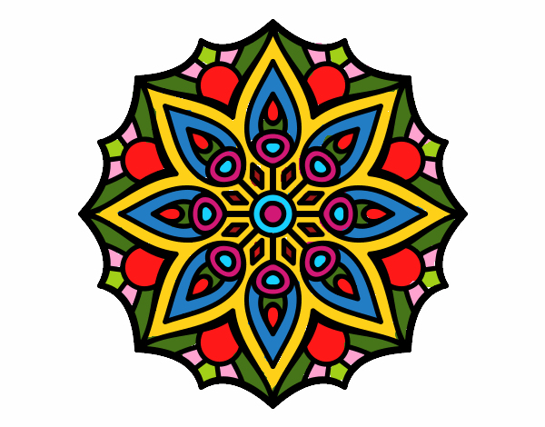 Dessin De Mandala Symétrie Simple Colorie Par Membre Non pour Mandala Colorié 