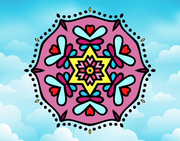 Dessin De Mandala Symétrique Colorie Par Membre Non destiné Mandala Colorié 