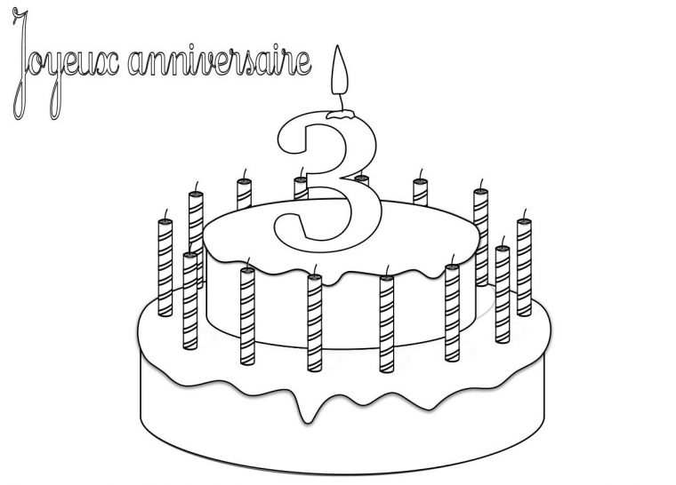 Dessin Gateau D'Anniversaire 3 Ans Lovely Coloriage serapportantà Coloriage Anniversaire