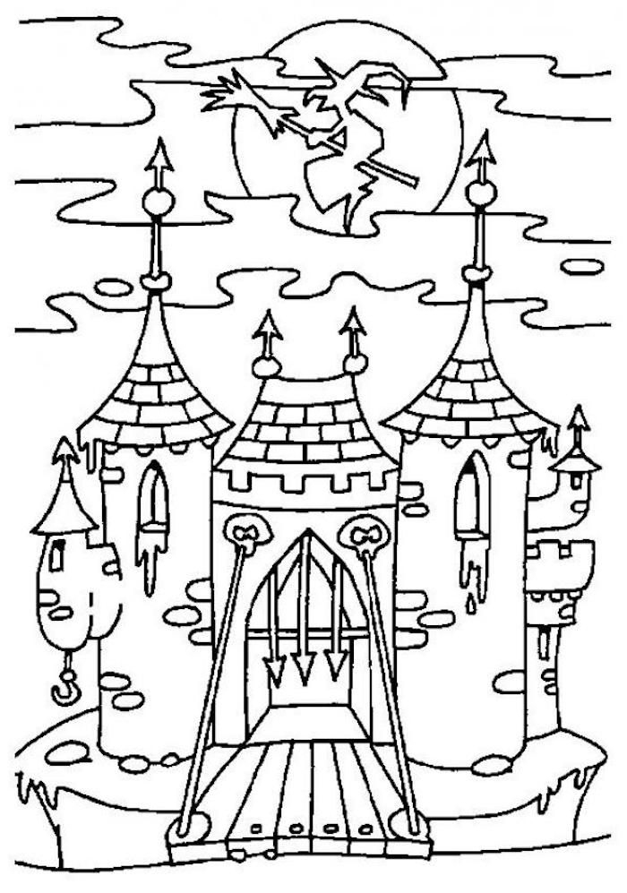 Dessin Halloween Facile – Des Créatures À Portée De Mine avec Coloriage Chateau Hanté