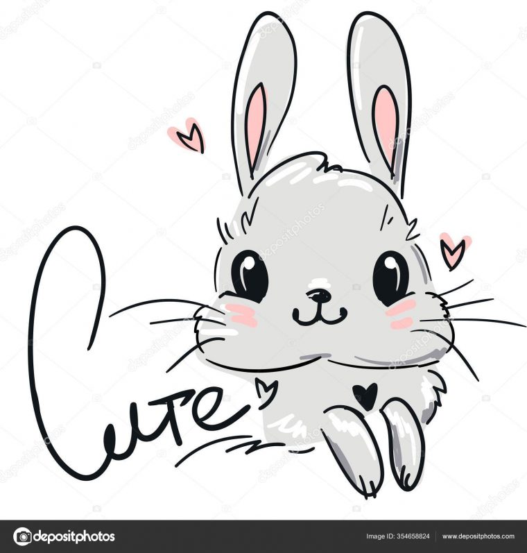 Dessin Mignon Bunny Lapin Moelleux Illustration pour Dessin De Lapin Facile A Dessiner