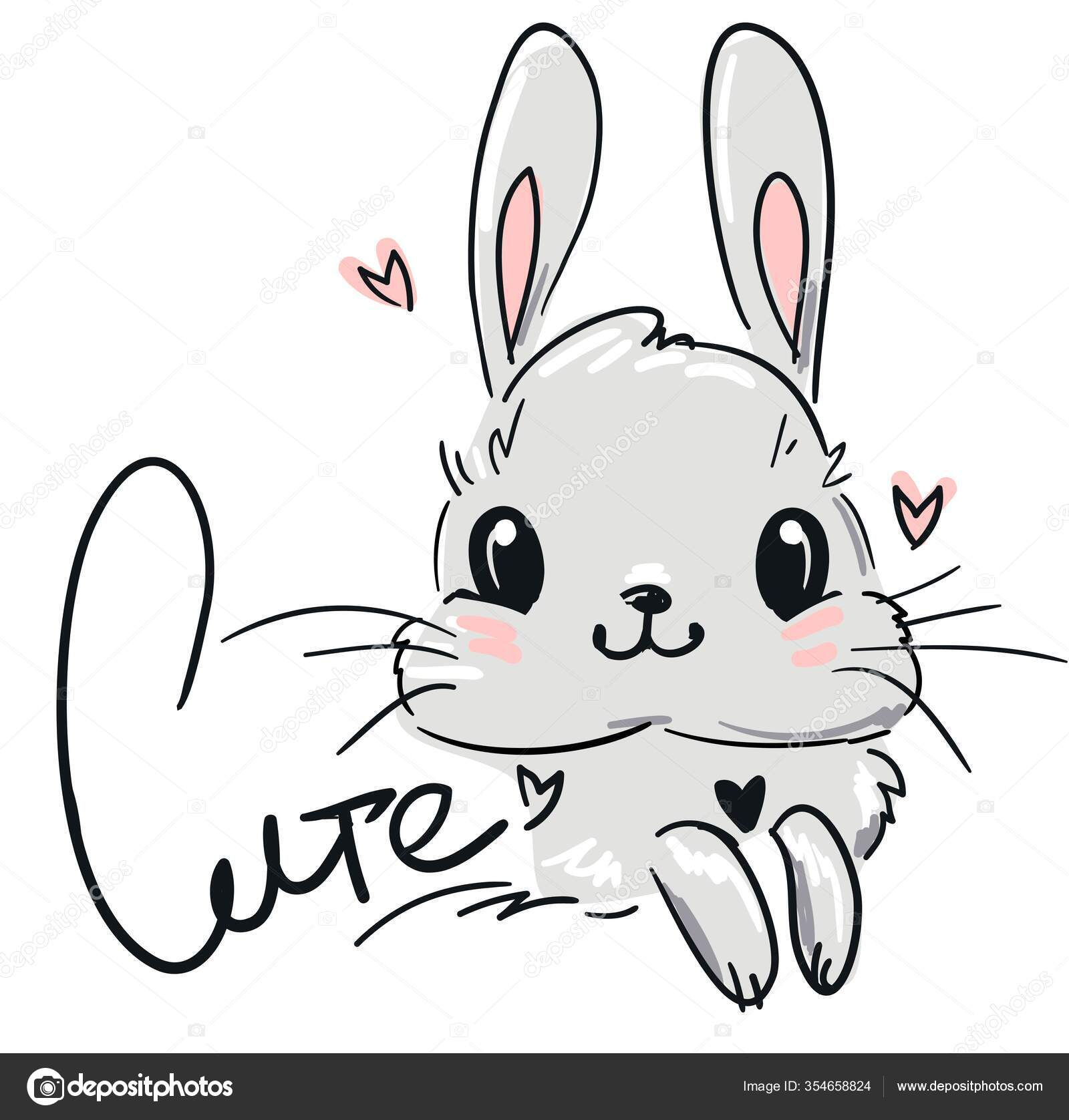 Dessin Mignon Bunny Lapin Moelleux Illustration pour Dessin De Lapin Facile A Dessiner 