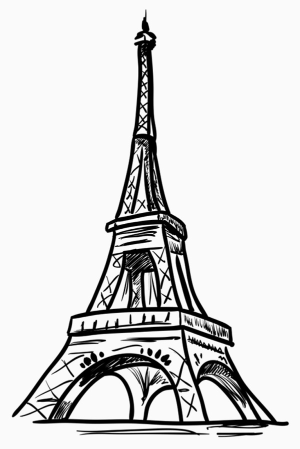 Dessin Tour Eiffel Simple  Paris Eiffel Tower Drawing intérieur Dessin Tour Eiffel 