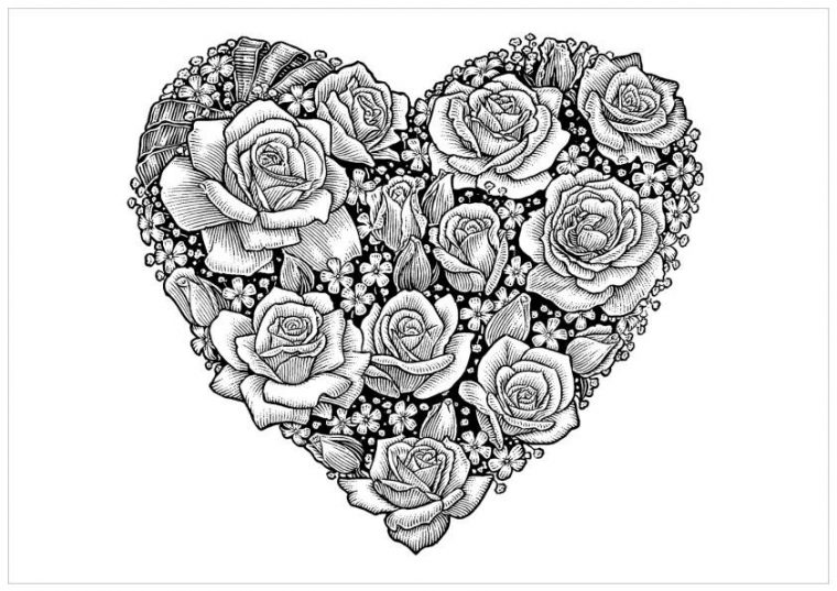 Dessins Et Coloriages: Page De Coloriage Grand Format À encequiconcerne Coloriage Coeur D Amour