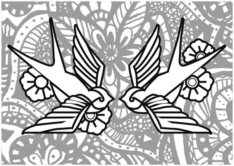 Deux Hirondelles – Coloriage D'Oiseaux – Coloriages Pour pour Coloriage D Hirondelle