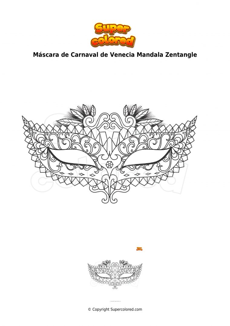 Dibujo Para Colorear Máscara De Carnaval De Venecia destiné Mandala Carnaval