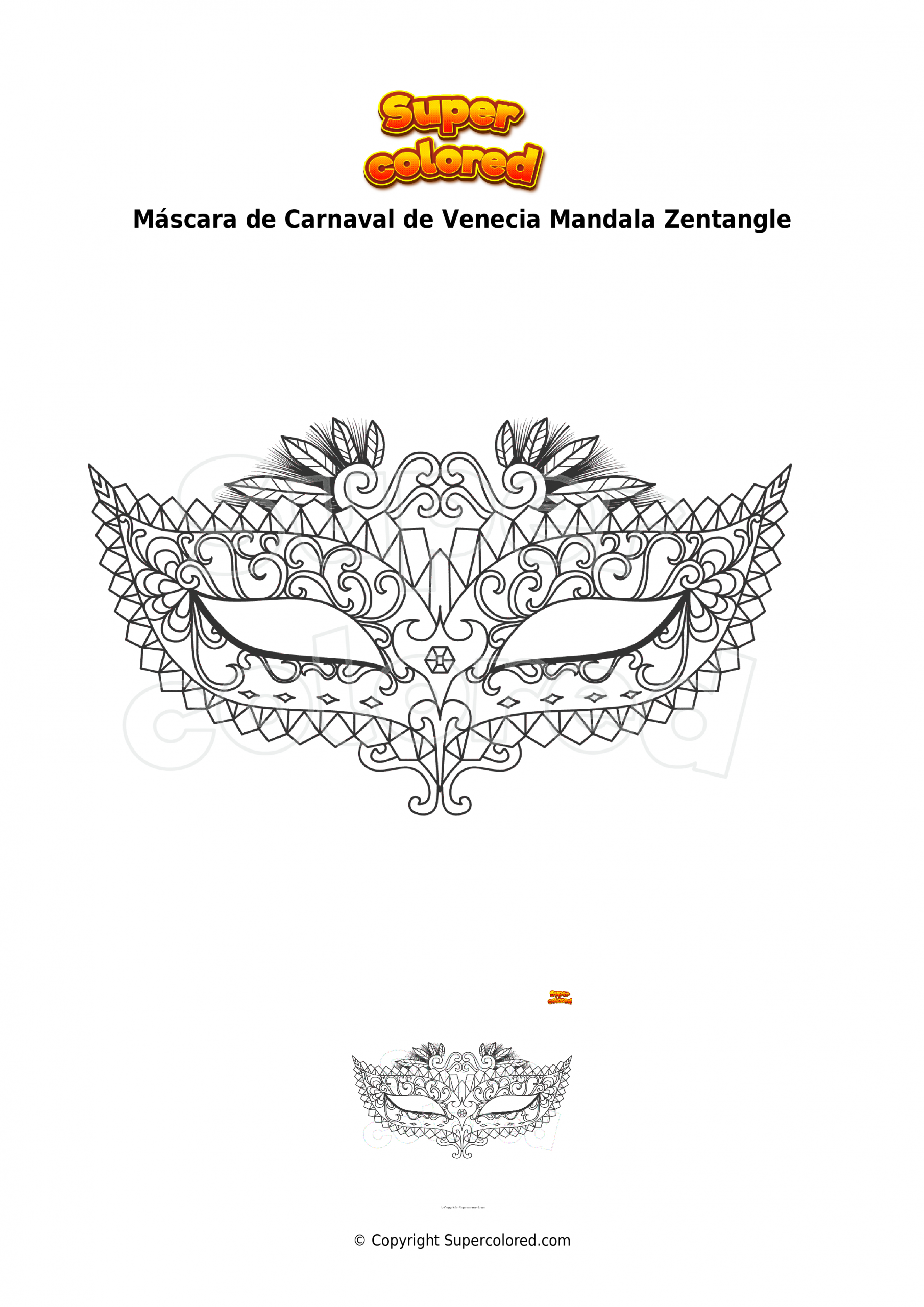 Dibujo Para Colorear Máscara De Carnaval De Venecia destiné Mandala Carnaval 