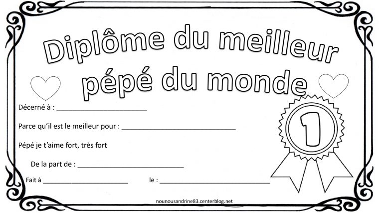 Diplôme À Colorier Fête Des Grands Pères Pépé Papi concernant Fetes Des Grand Pere