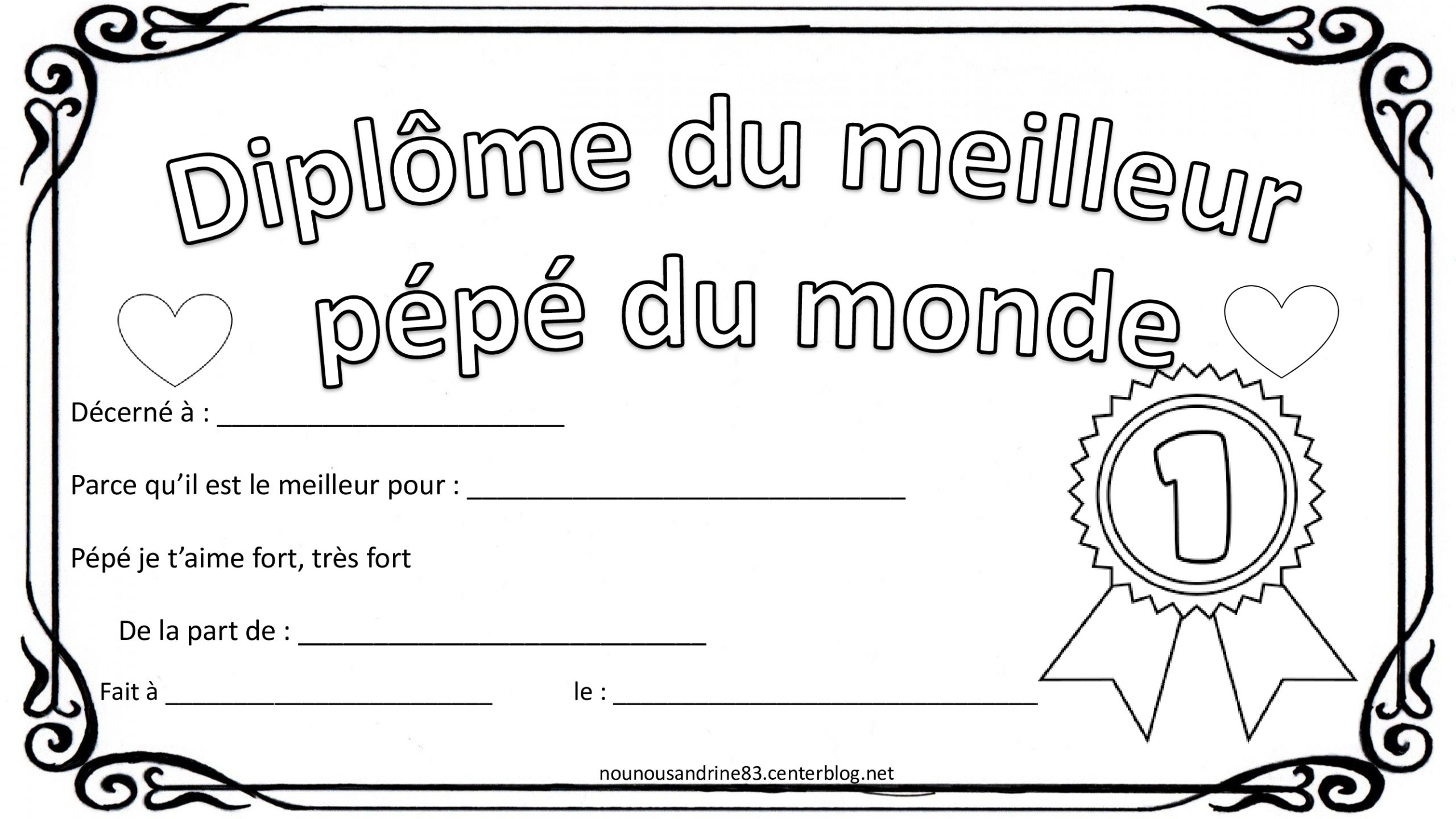 Diplôme À Colorier Fête Des Grands Pères Pépé Papi concernant Fetes Des Grand Pere 