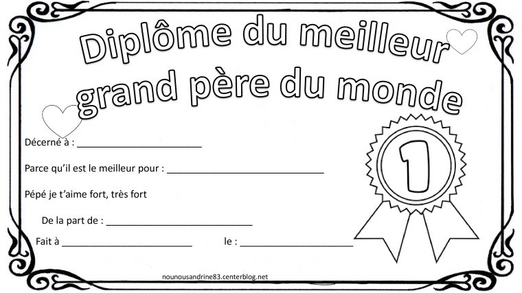 Diplôme À Imprimer Pour La Fête Des Grands Pères intérieur Fete Des Grand Pere