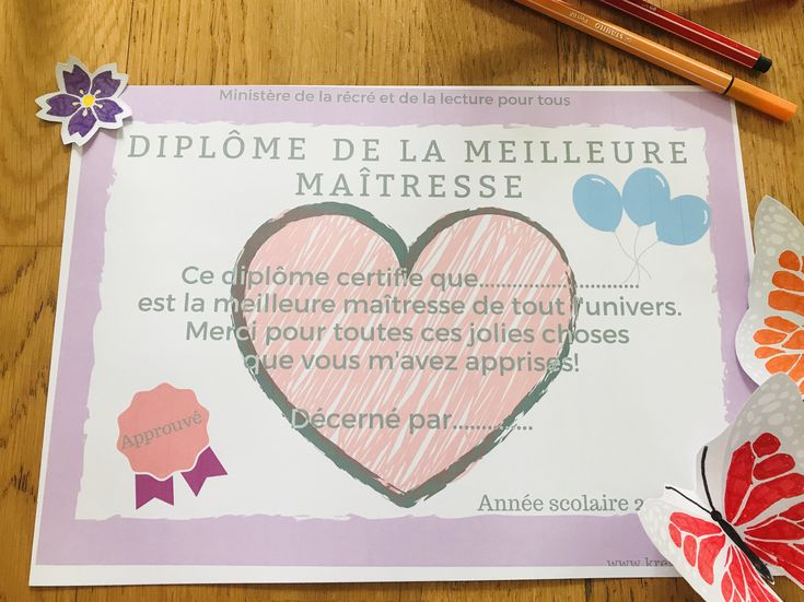 Diplôme De La Meilleure Maitresse  Idee Cadeau Maitresse dedans Dessin De Maitresse 