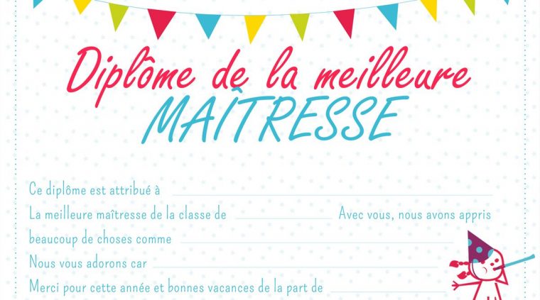 Diplôme De La Meilleure Maîtresse  Idee Cadeau Maitresse tout Dessin Pour Une Maitresse