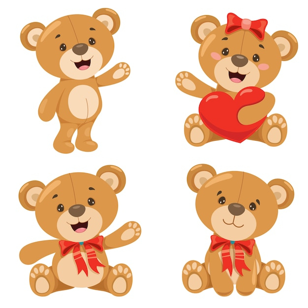 Diverses Poses D'Ours En Peluche De Dessin Animé  Vecteur à Ours Dessin