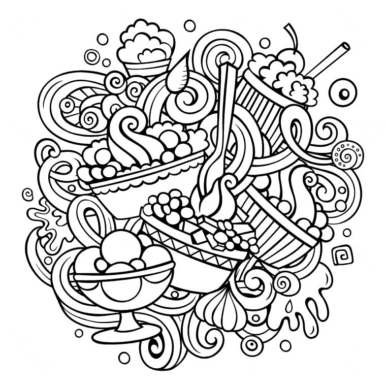 Doodle Circulaire Pâtisseries – Coloriage Cupcakes Et avec Coloriage Enfant